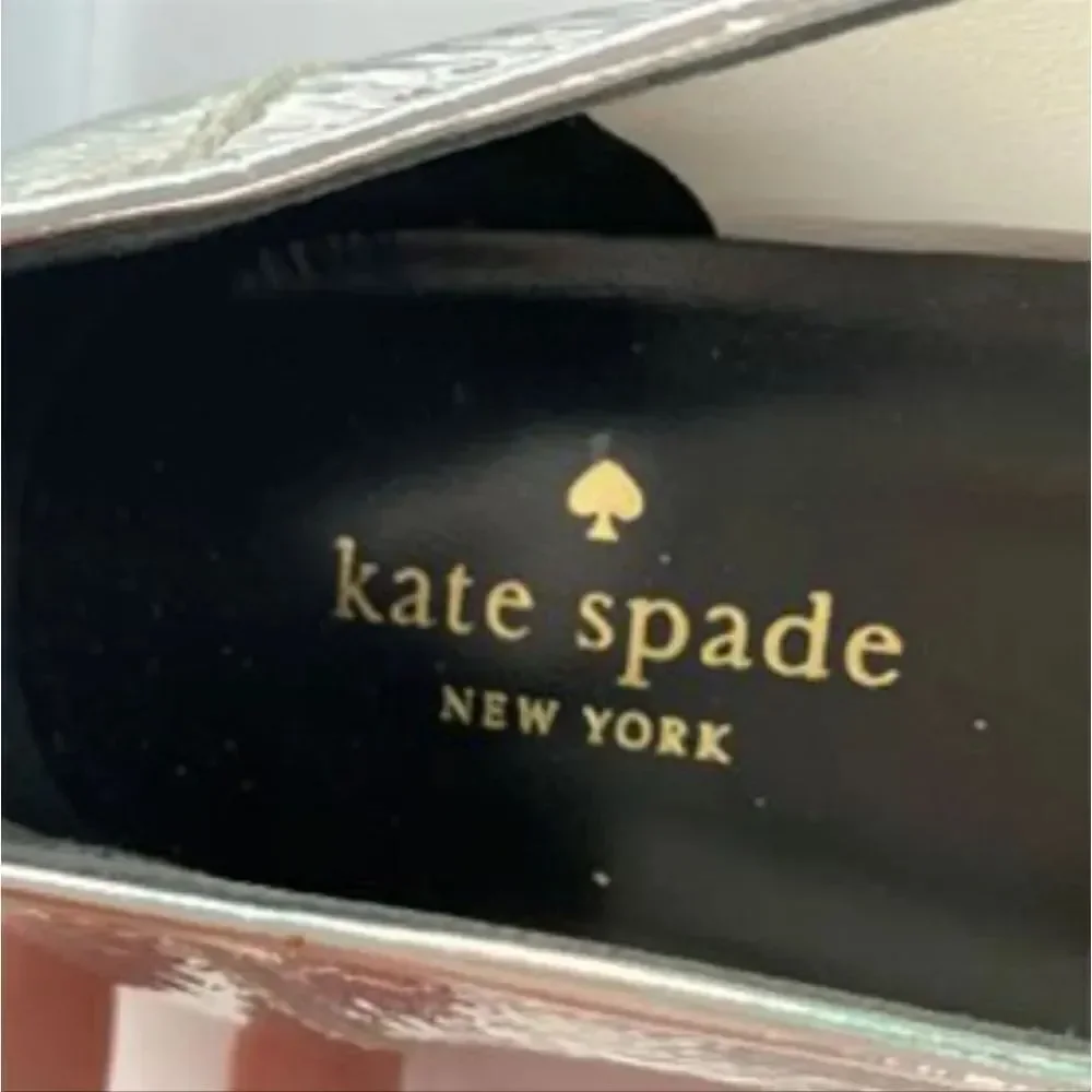 KATE SPADE 7 Loafers New York Metallic Silver Genevieve